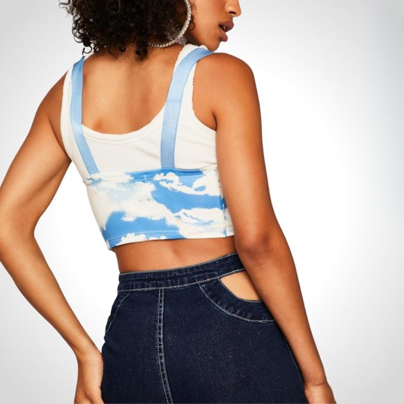 Dolls Kill Cloud Print Underbust Corset size M - Picture 3 of 4